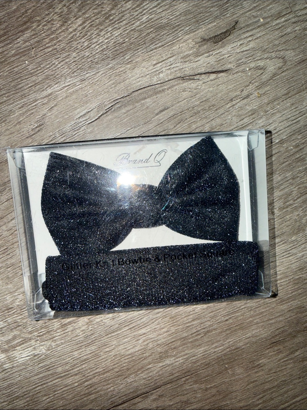 Sparkle Dark Navy Blue Bow Tie and Pocket Square Set